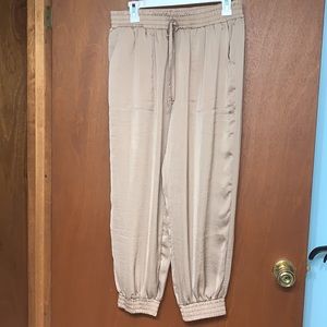 High Waist Satin Khaki Joggers
